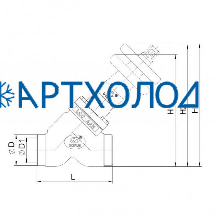 Запорный вентиль SVD-HS DN32 63 бар, прямоточный (комплектация с маховиком) Dofun