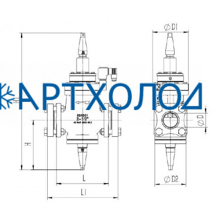 Сервоприводный клапан с пилотным управлением после себя OPRV-1N DN40 (соленоид на открытие) Dofun Сервоприводный клапан с пилотным управлением после себя OPRV-1N DN40 (соленоид на открытие) Dofun