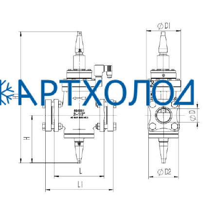Сервоприводный клапан с пилотным управлением после себя OPRV-1N DN50 (соленоид на открытие) Dofun Сервоприводный клапан с пилотным управлением после себя OPRV-1N DN50 (соленоид на открытие) Dofun