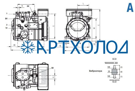 Компрессор A07-6Y (R-404A, R-507, R-134a, R-407C MBP) Frascold