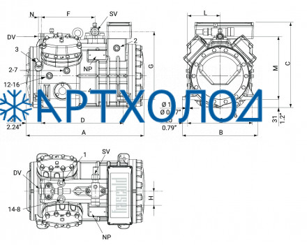 Компрессор Q7-36.1Y (R-404A, R-507, R-134a, R-407C LBP) Frascold Компрессор Q7-36.1Y (R-404A, R-507, R-134a, R-407C LBP) Frascold
